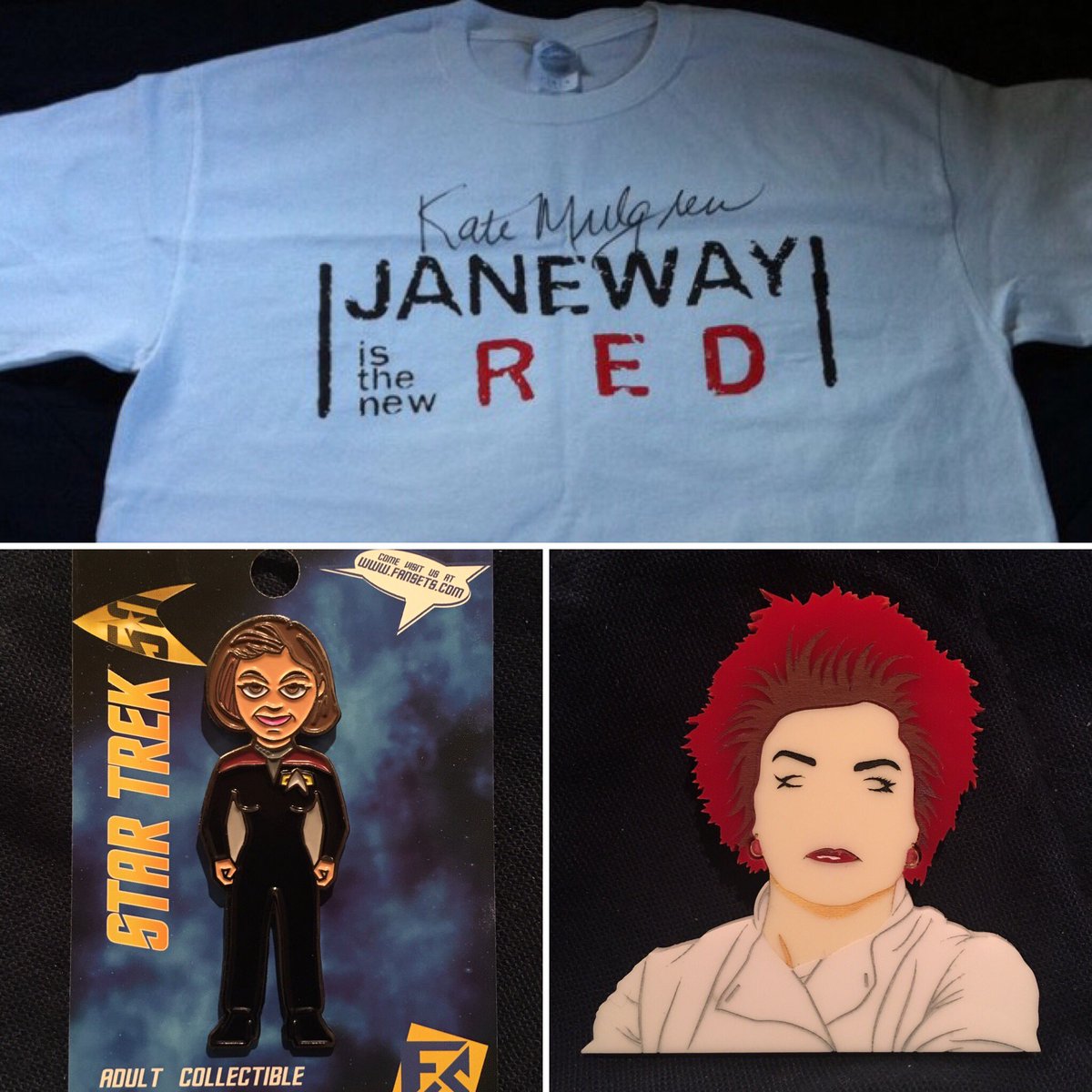 drakkorex's tweet photo. Got new Red pin;couldn't help but make this collage!😂🖖#JanewayIsTheNewRed #KateMulgrew @SconnieAndJam @StarTrek @OITNB @totallykate @FanSets https://t.co/v8M3AtoauL
