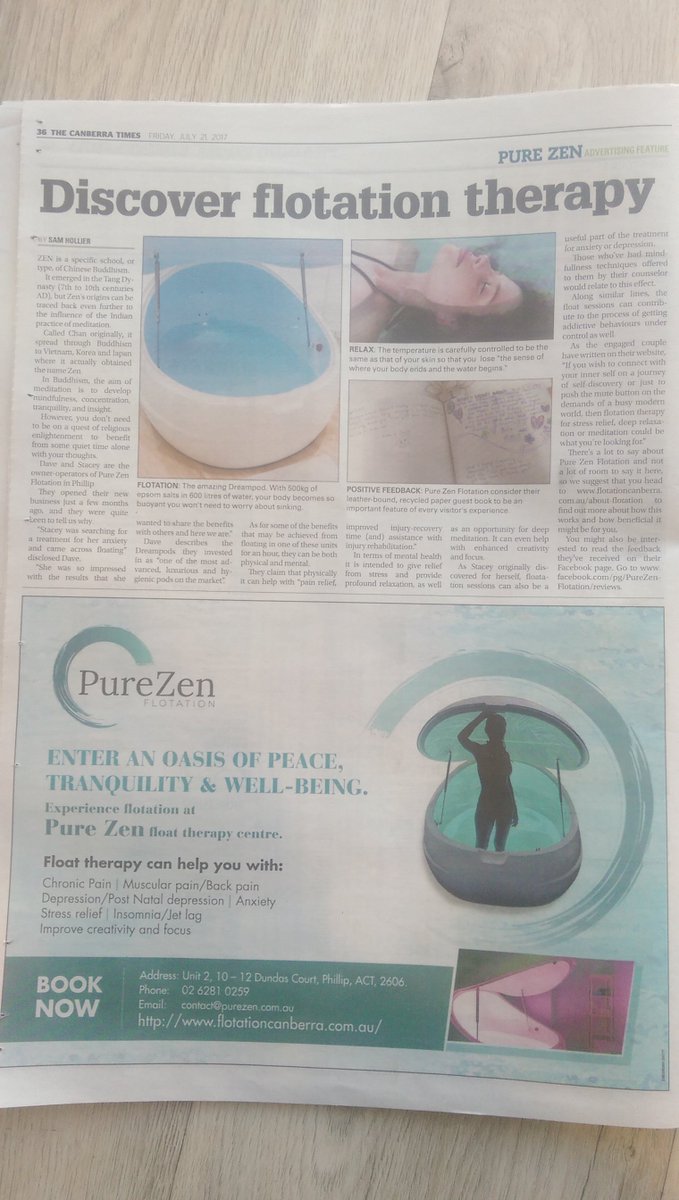 We're proud to say that Pure Zen was featured in Friday's Canberra Times!