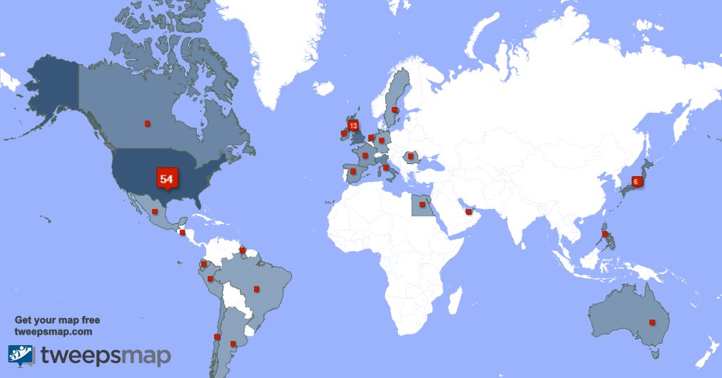 My followers are in USA(54%), UK.(13%) Get your free map tweepsmap.com/!Clify_Chu