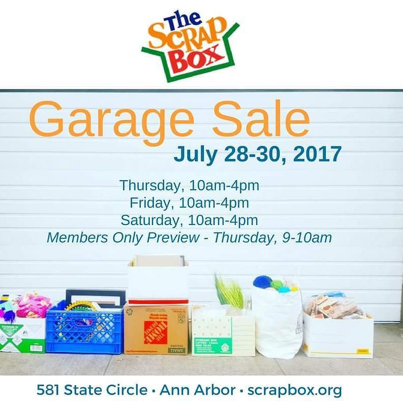 TheScrapBox's tweet photo. It's garage sale season, come and visit us next week for the ULTIMATE one-- Thurs, Fri, Sat. #annarbor #reuse #upc… https://t.co/EZpmRLUfuC https://t.co/Ew2BDJXcyU