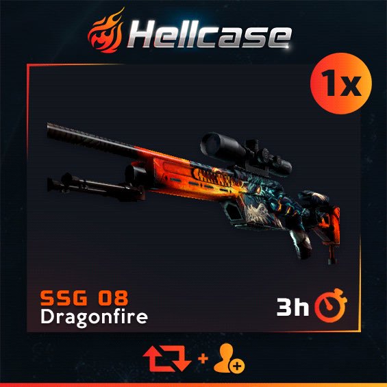 hellcase's tweet photo. 🔥SSG 08 | Dragonfire Giveaway:

▪️RT &amp; Follow &amp; Tag 2 Friends &amp; Trade URL
▪️GET BONUS https://t.co/zTFP3srfgw 

🏆Winner in 3 hours! https://t.co/ZLpdGpEq3s