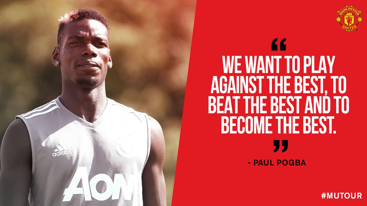 ManUtd's tweet photo. .@PaulPogba is excited by the calibre of our upcoming #MUTOUR opposition: https://t.co/mfumBnL4il https://t.co/fXosZueu8U