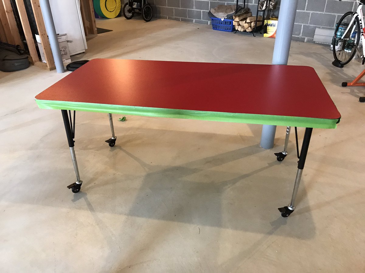 SchoolLawSavvy's tweet photo. First few steps complete on my DIY magnetic dry erase tables. #TeacherDIY #magnetictable #dryerasetable #summerproject #creativeclassroom https://t.co/CPXmkWlixs