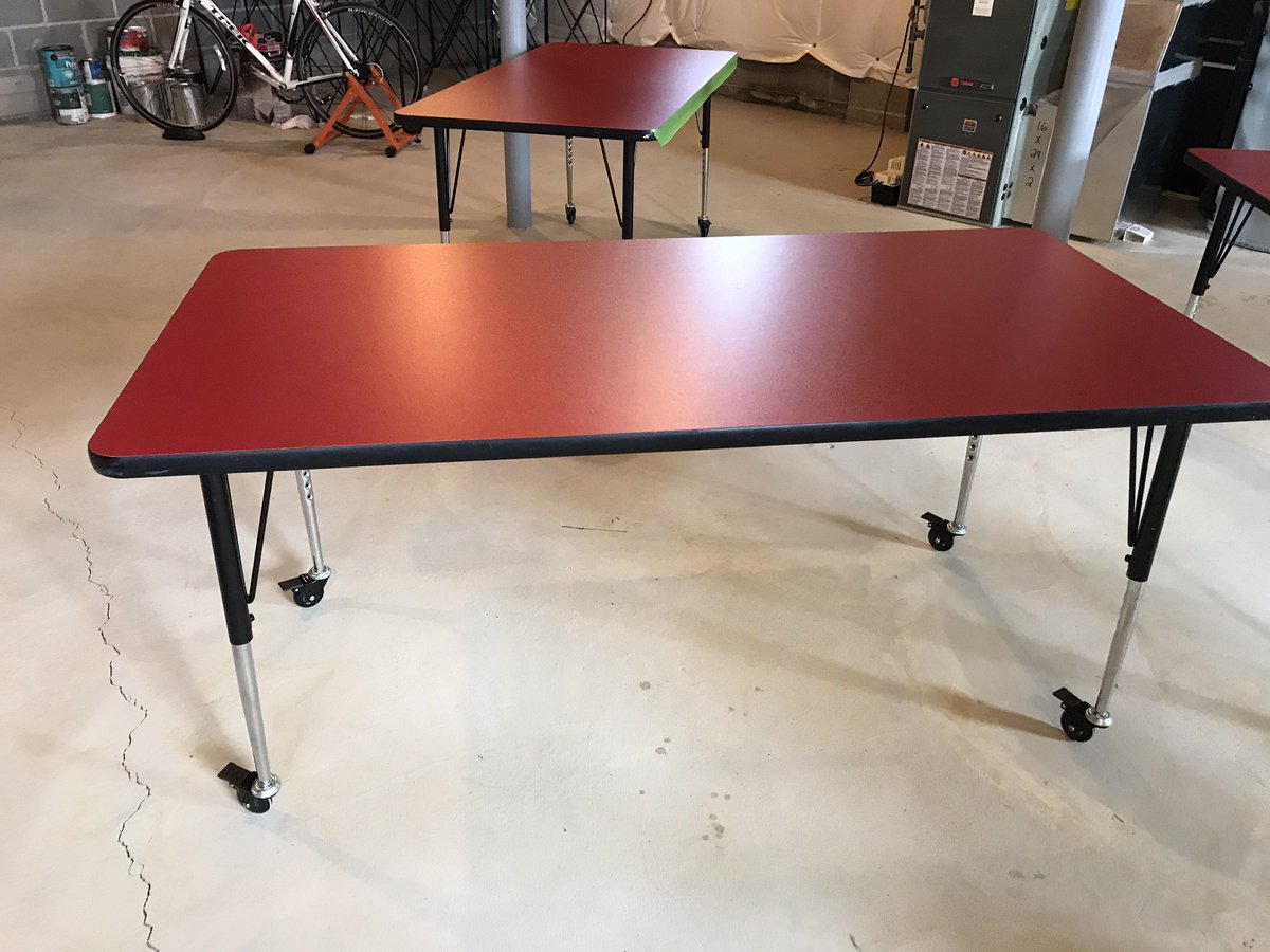 SchoolLawSavvy's tweet photo. First few steps complete on my DIY magnetic dry erase tables. #TeacherDIY #magnetictable #dryerasetable #summerproject #creativeclassroom https://t.co/CPXmkWlixs