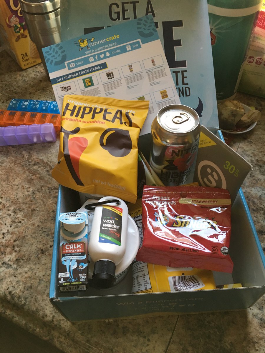 ultimav's tweet photo. Thank you @runnercrate July box just came today and is awesome! My first endeavor into these monthly 📦's. Lots of goodies #runnercrate https://t.co/E0toXJle0v