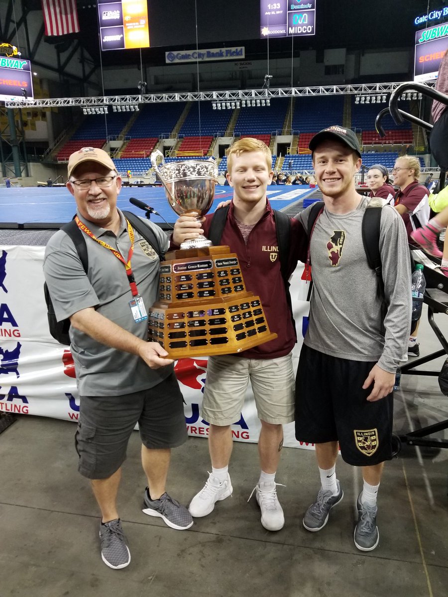 coachbakergreco's tweet photo. And yet another National Title.  This time for IL junior greco.  #tradition #alltimescoring record #wemustknowsomething https://t.co/Te0ooXRzeX