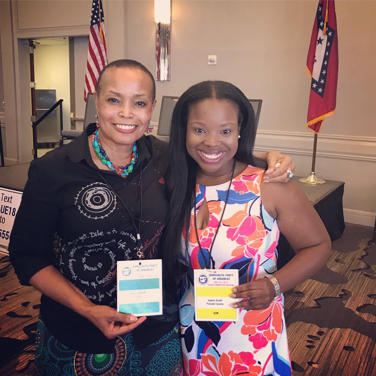 Anointed08's tweet photo. @xjelliott & I after the Dem Party of Arkansas State Committee Meeting. We have a lot of work to do! #ArkDem #Working4Families #WomenLead https://t.co/pr4M7W10uJ