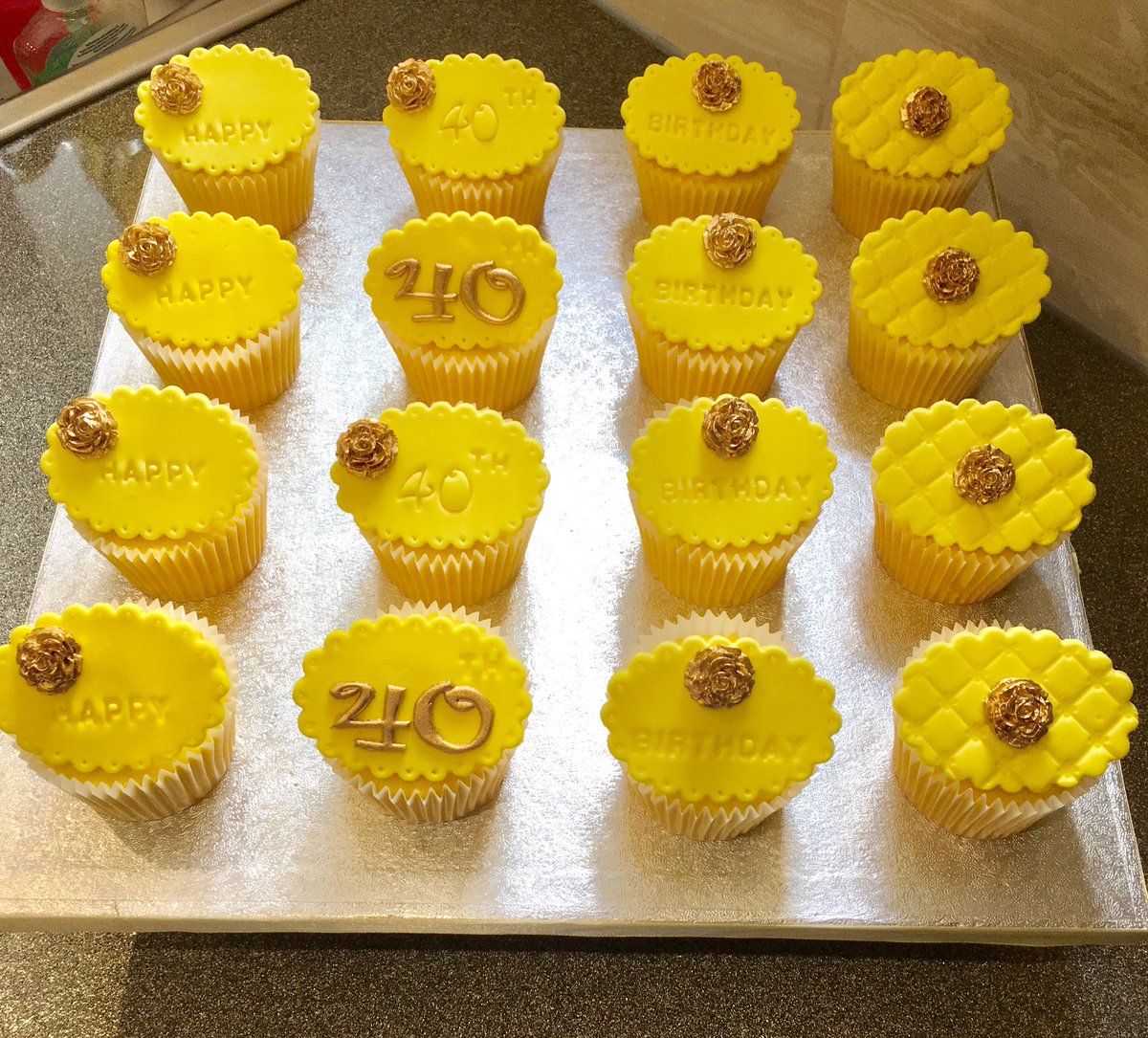 MyCakeHobby's tweet photo. Personalised 40th birthday cupcake. Lemon cupcakes frosted with lemon curd buttercream #birthdays #weddings #events #bridalshowers #essex https://t.co/vr6Fu9teKk