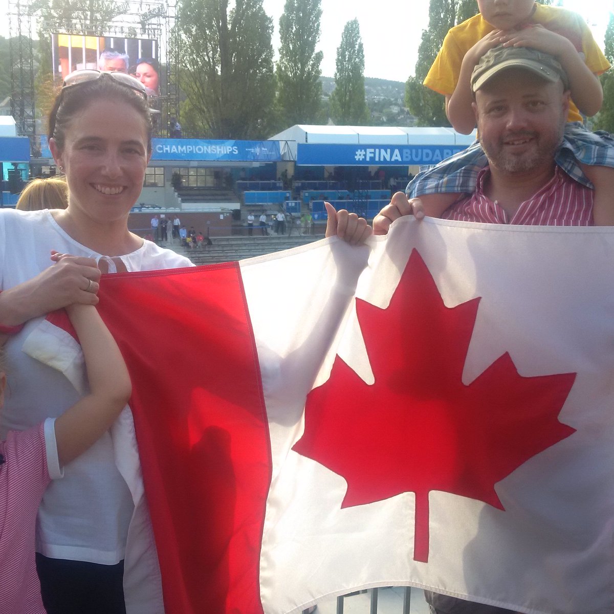 Cheering for #Canadian athletes at #FinaBp2017 w the President of @ChamberCanadian in Hungary #CCCH. #AllezLeCanada!