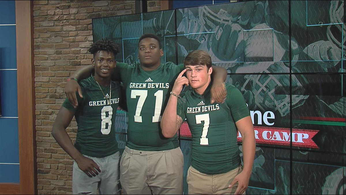JacquesDoucet's tweet photo. Tonight at 6 &amp; 10 pm on @WAFB - Sportsline Summer Camp visits with the Plaquemine Green Devils, including #LSU commitment Nelson Jenkins. https://t.co/vVz3YyCreO