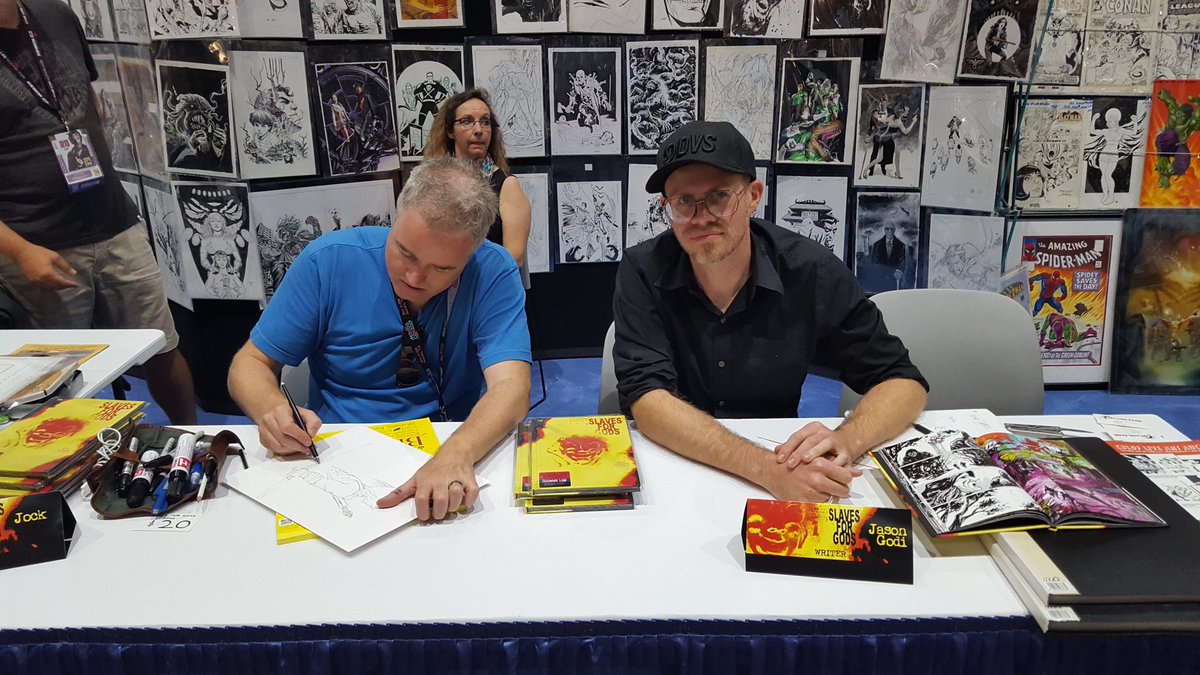 splashpageart's tweet photo. @Jock4twenty  &amp; Jason Godi of @TheseMachinesAW Signing right now at Splash Page Comic Art booth 4400 at #SDCC2017 https://t.co/t6WUJS0cZq