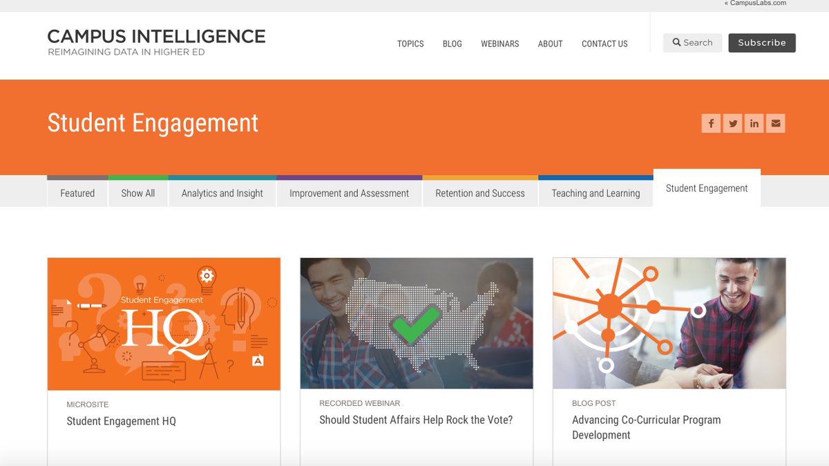 CampusLabs's tweet photo. #CLConnect17, don't forget to subscribe to our Campus Intelligence site for our data in higher ed newsletter/updates https://t.co/1hKEVPjK0Q https://t.co/hmqQv46YOt
