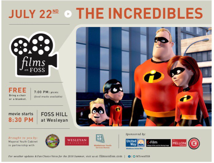 MtownYSB's tweet photo. See you at #FilmsOnFoss tonight. Fun at 7pm - The Incredibles starts at 8:30pm. https://t.co/l2dMzju3EA