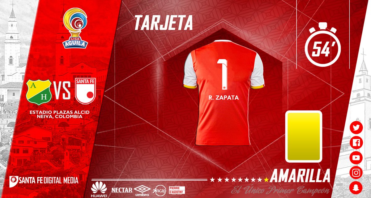 SantaFe's tweet photo. Amonestado Robinson Zapata
#HUIvsSFE |0:1| ⏱54' https://t.co/iWtpKhyMB3