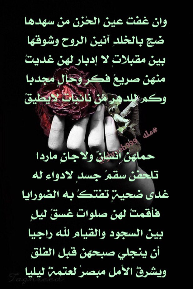 ghreeb999's tweet photo. #لقطة_ختام
.
وان غفت عين الحُزن من سهدها
ضج بالخلدِ آنين الروح وشوقها
بين مقبلاتٍ لا إدبار لهن غديتُ
منهن صريعُ فكرٍ وحالٍ مجدبا....
.
#مله https://t.co/tLWmgigtSv