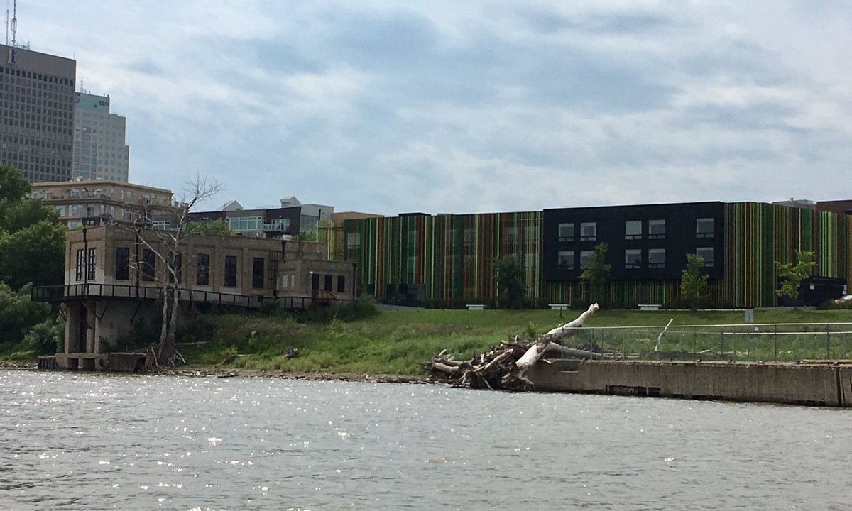 KStevenot's tweet photo. Waterfront urban renewal, Pump House on the Red River #Winnipeg #architecture #adaptivereuse #heritage https://t.co/to8LFRTZTq