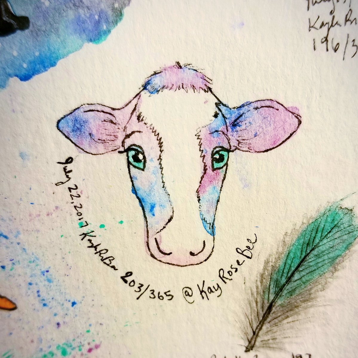 KayRoseBee's tweet photo. 203/365
#cow π
#Project365 #art #drawing #draw #sketch #sketchbook #paint #illustration #artisttwitter #artdaily #watercolour #cowsorting https://t.co/YuUadacigu