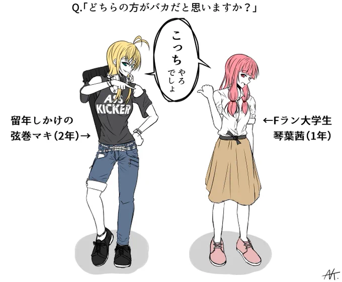 Fラン大学生琴葉茜(1年)と留年しかけの弦巻マキさん(2年)。今日も仲良しの巻。 