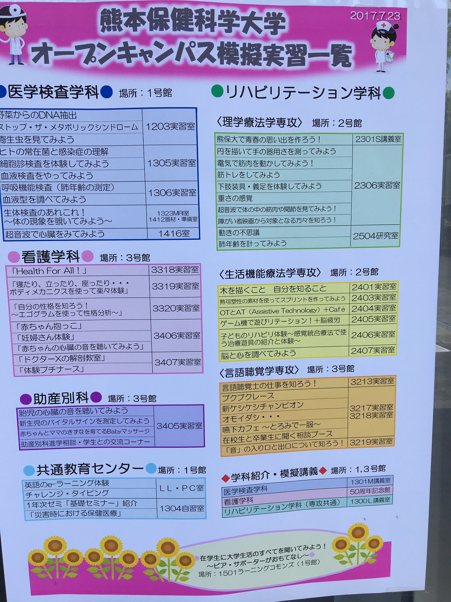 تويتر 熊本保健科学大学 学友会 على تويتر ただいま大学ではオープンキャンパスを行っています いろんな体験コーナーなどがあるので高校生のみなさんぜひ来てみてください 熊本保健科学大学 オープンキャンパス T Co 8sqsncsqkx