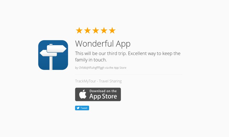 TrackMyTour's tweet photo. 5 Star Review: "Wonderful App: This will be our third trip. Excellent way to keep the fami…" https://t.co/k5EbUdiWbL https://t.co/y8asq3GYBm