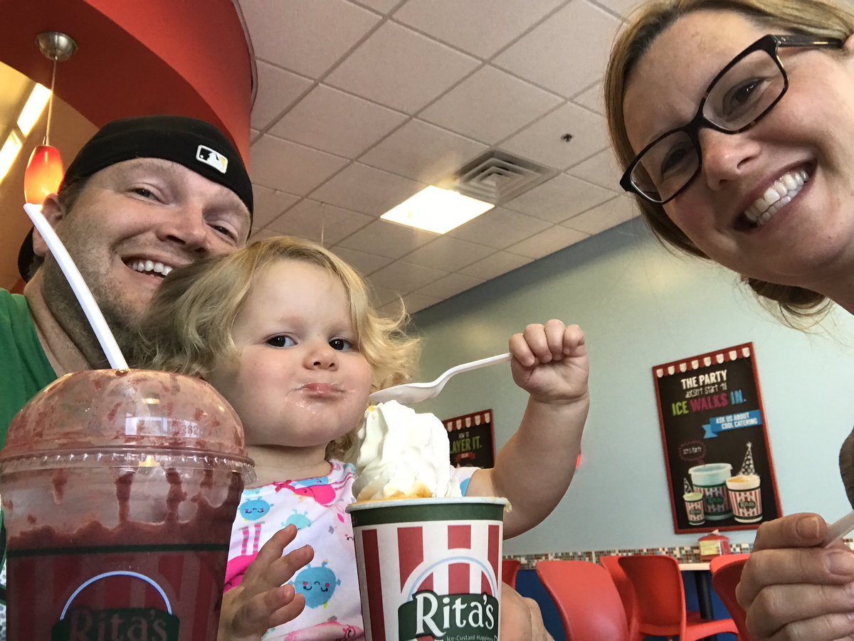 TravelingJordan's tweet photo. It's hard to smile with a mouth full of @RitasItalianIce ... #BeatTheTexasHeat #Gelati https://t.co/iEZd7Ww2df