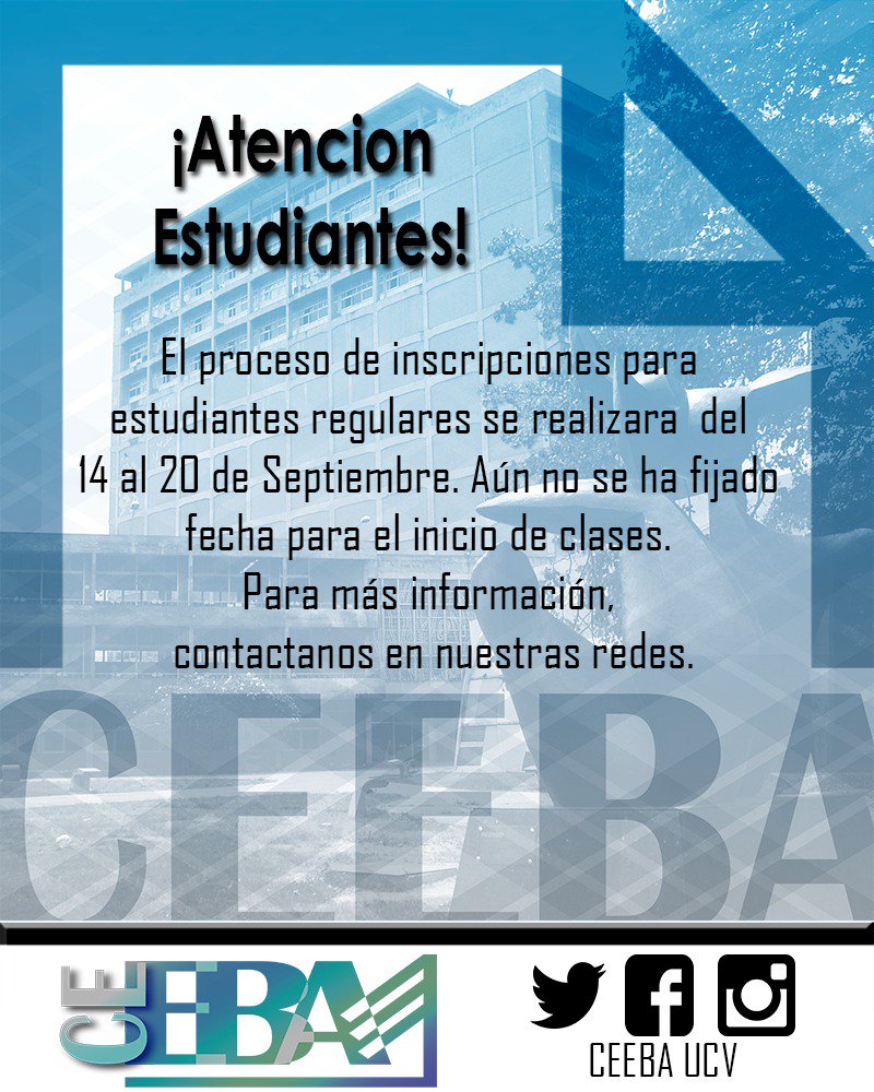 CEEBAUCV's tweet photo. Estudiantes Regulares. #EBA #UCV https://t.co/vJiYrh6s2l