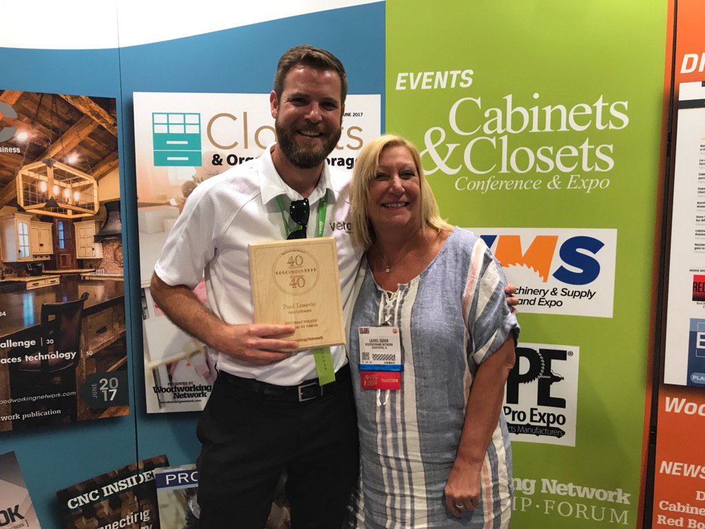 WoodworkingBiz's tweet image. Paul Losavio receives the 40 under 40 award at AWFS 2017. @WoodworkingBiz #AWFS2017 #verosoftware