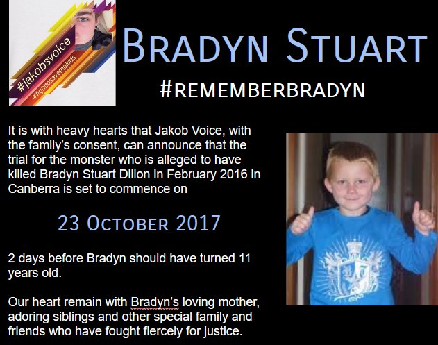 JakobsVoice's tweet photo. #rememberbradyn Trial set to begin in #Canberra following #CYPS Failure @ewangilbert @abccanberra https://t.co/BZKWJiTB0k