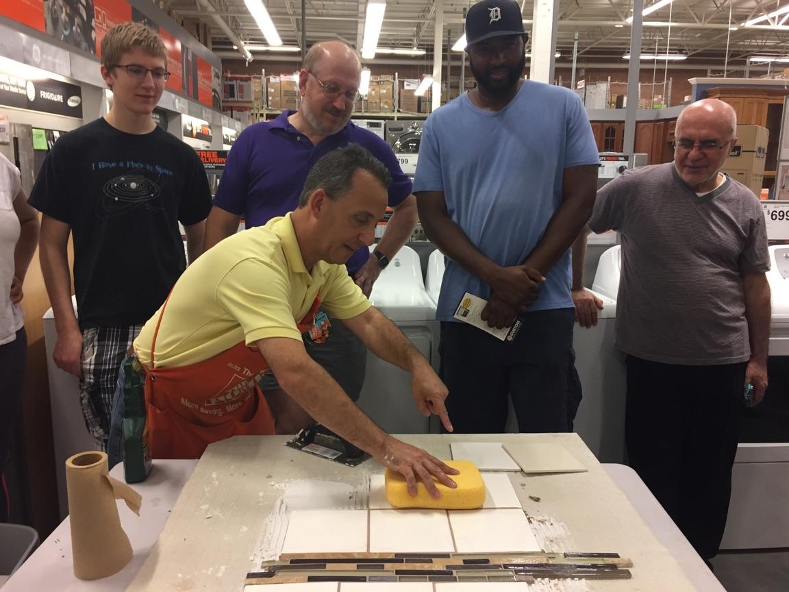 HomeDepot2773's tweet photo. Steve rocking out today's DIY Tile Clinic. Thanks for sharing your knowledge! @MarcG_2773 @THDSpecialtyOps @SallyGansiorTHD @asm212230 https://t.co/6uxuQIEBYf