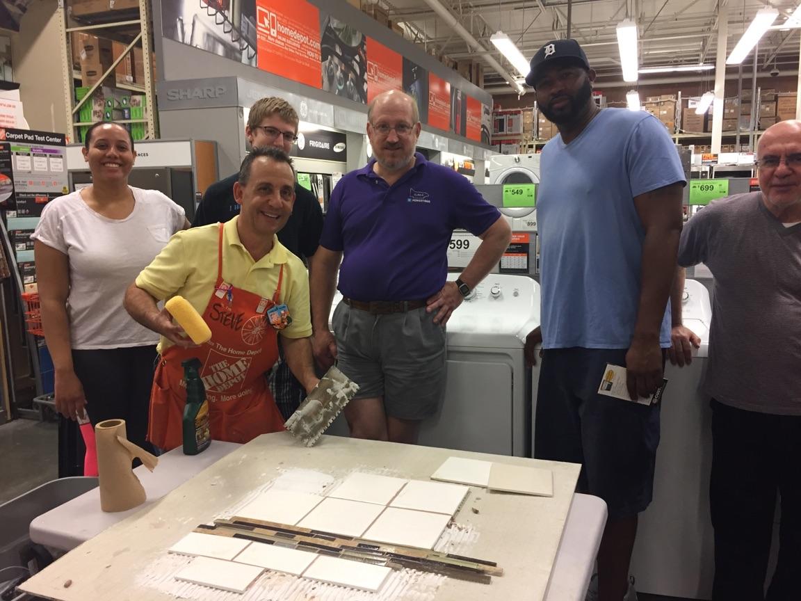HomeDepot2773's tweet photo. Steve rocking out today's DIY Tile Clinic. Thanks for sharing your knowledge! @MarcG_2773 @THDSpecialtyOps @SallyGansiorTHD @asm212230 https://t.co/6uxuQIEBYf