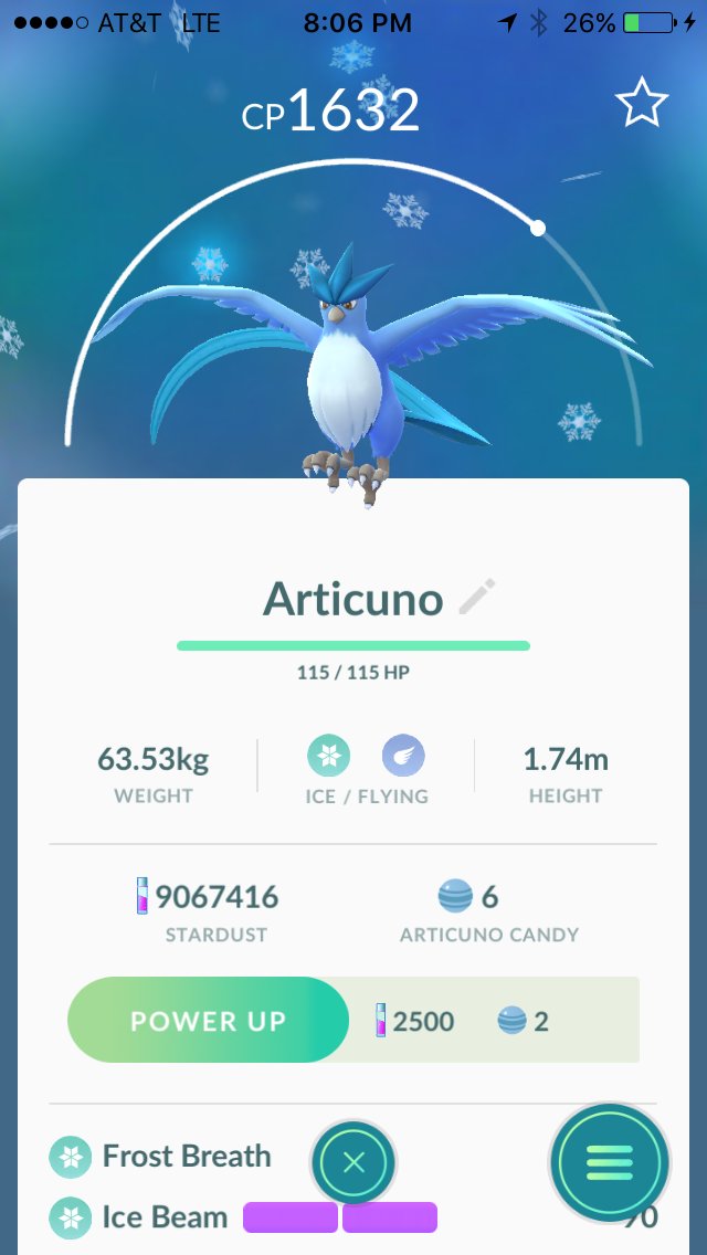PokeminatorDad's tweet photo. Just caught  #articuno. #pokemongofest https://t.co/mHBgN8EFE7