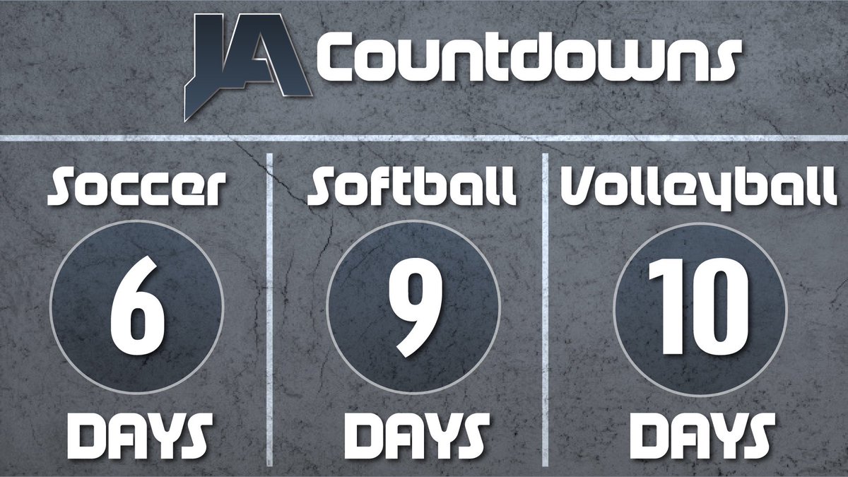 JARaiderSports's tweet photo. JA Fall Sport Countdowns:

Soccer - Fri., July 28th
Softball - Mon., July 31st
Volleyball - Tues., August 1st

#JaAllForOne
#GoRaidersGo https://t.co/oVRjgeuyUB