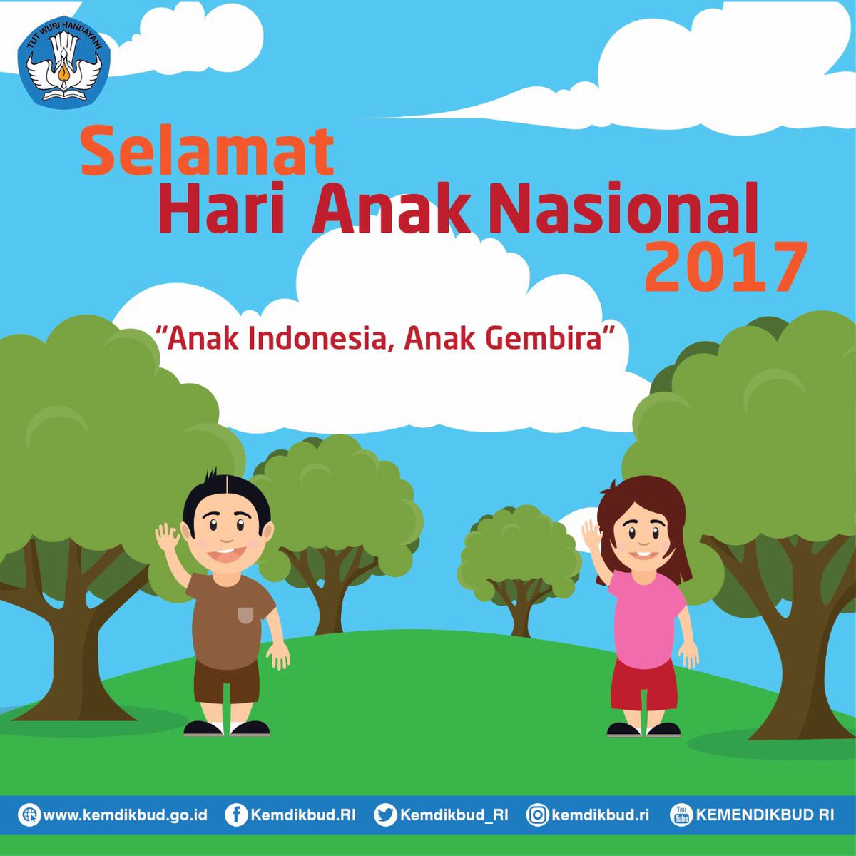 Selamat Hari Anak Nasional 2017 #SahabatDikbud. Mari ciptakan Indonesia yang layak anak. Saya Anak Indonesia, #SayaGembira #HAN2017