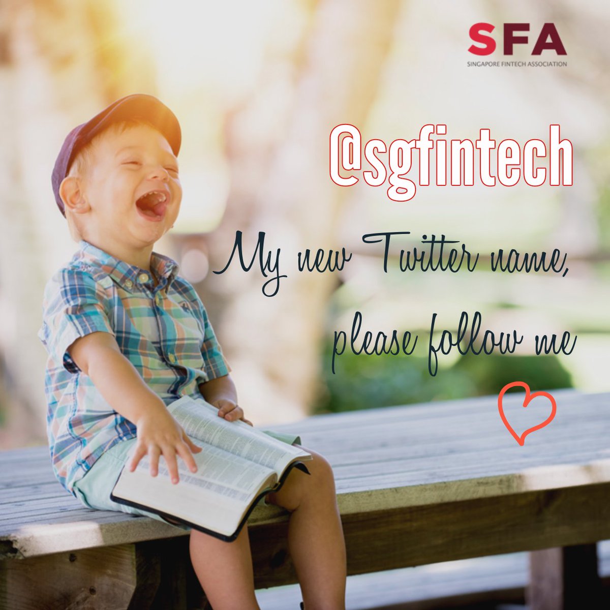 I have a new Twitter name; please follow me <a href="/sgfintech/">Singapore FinTech Association</a>. Thanks!