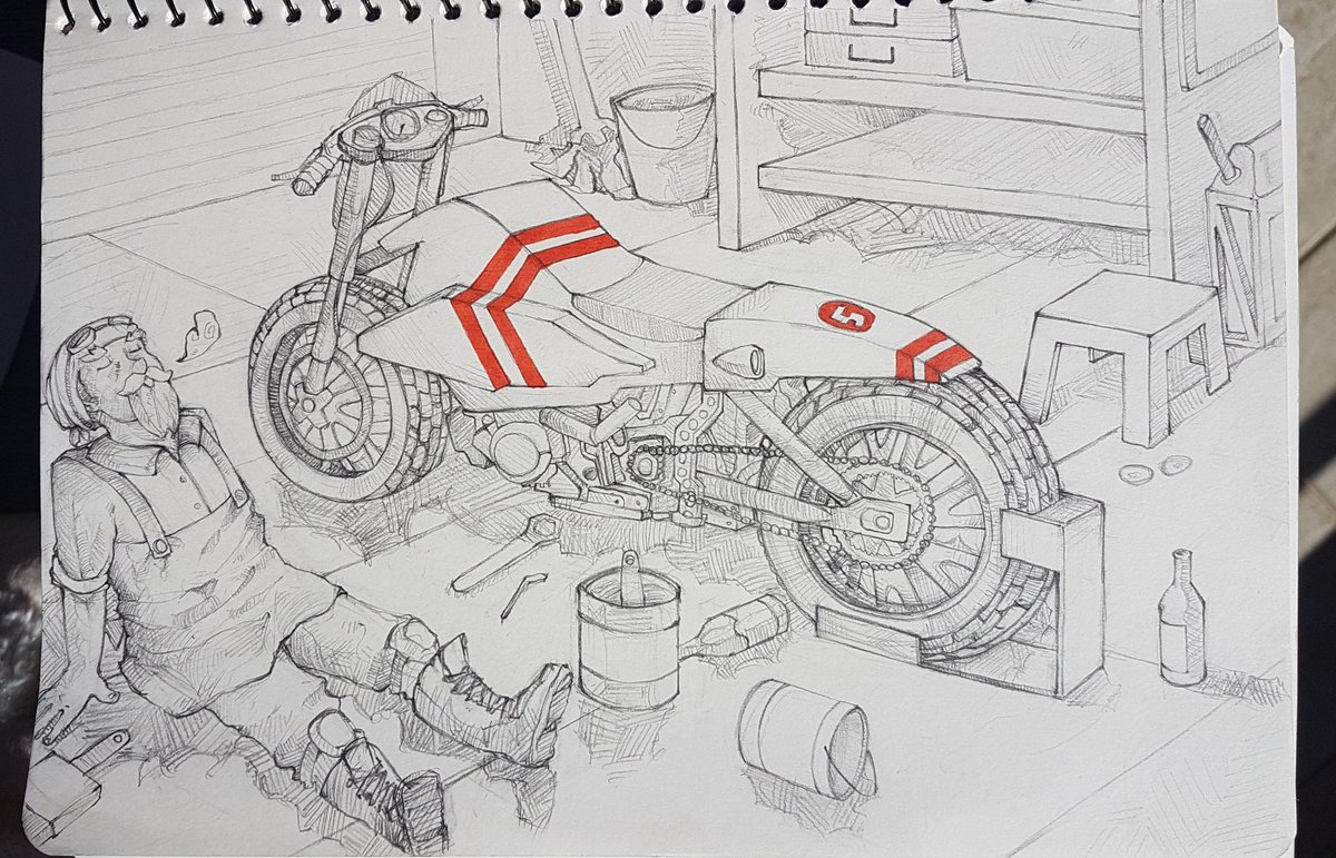 Misjudged the size of the motorcycle but otherwise pretty happy with my first attempt at a motorcycle ~ 