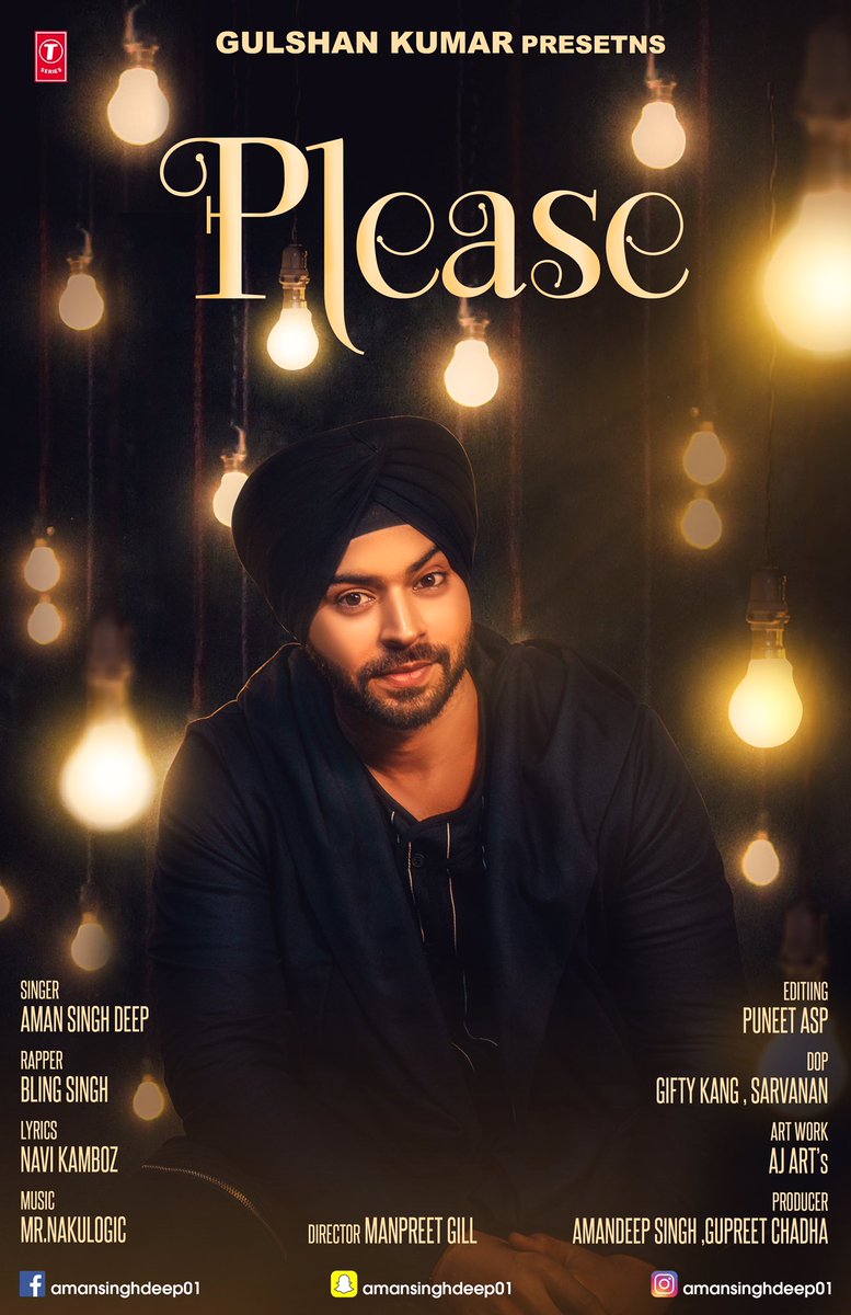 amansinghdeep01's tweet photo. T series presents PLEASE 
My debut track coming on 26 july 
Stay tuned for more updates.. keep supporting keep loving 😘😘🙏🙏 https://t.co/cAOAtwE4aZ