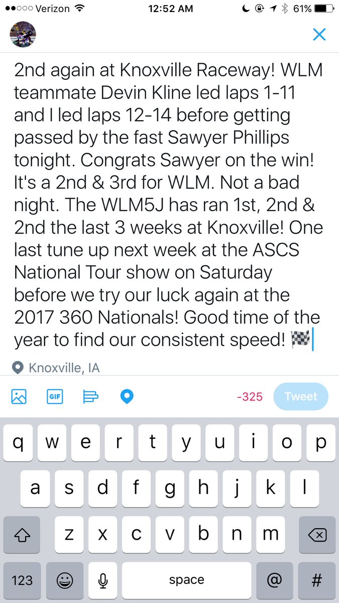 JamieBall4W's tweet image. @knoxvilleraces recap! Heck of a run by WLM going 2nd and 3rd! Nice job @DevinKline5j! #teamates #cleanracing #funtimes
