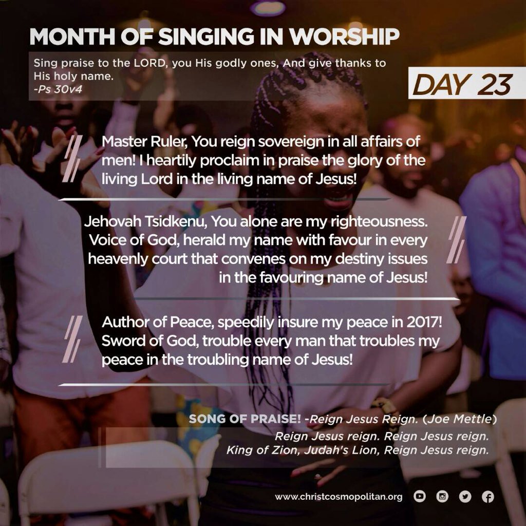 ChristCosmoInc's tweet photo. #CCI
#July2017
#MonthOfSingingInWorship
#SuddenMiracle
#ImmediateBreakthrough
#TestimoniesJustLikeThat https://t.co/FrQEf3xkHk