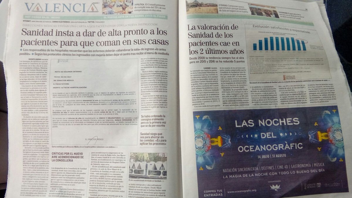 AvantValencians's tweet photo. @AvantValencians hui en El Mundo Parla de nostres indagacions de la Conselleria de Sanitat. @CarmenMonton  fresquita, pacientes calentitos https://t.co/VEgLWLjbgp