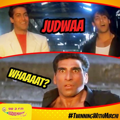 When you tell your friend you are going to meet the #Judwaa2 cast, because you are a Judwaa. #TwinningWithMirchi #TwinToWin #Contest