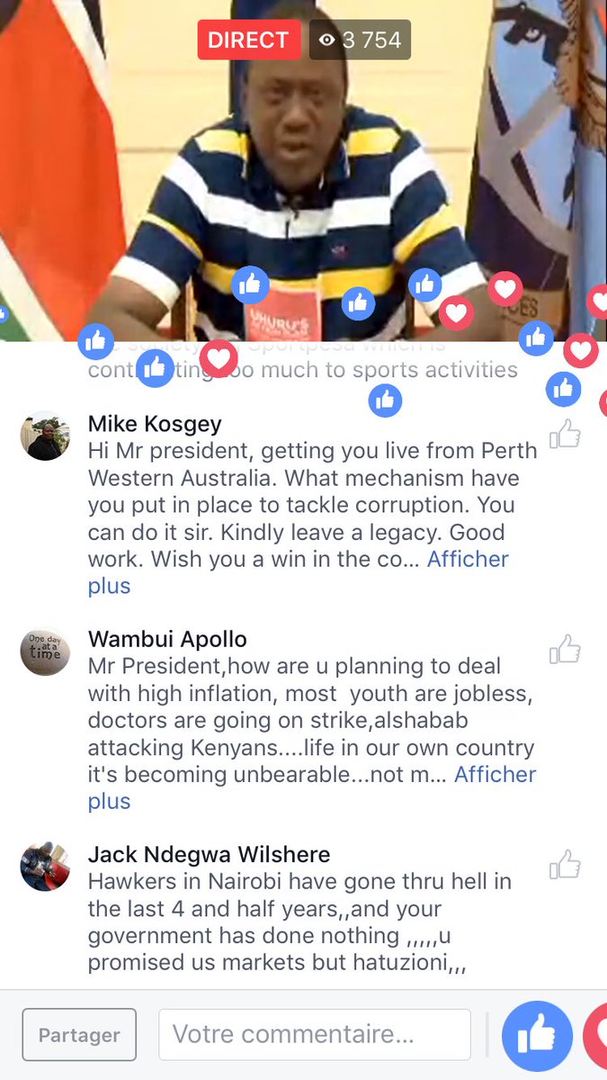 LarryMadowo's tweet photo. 'My plea to Kenyans is: let us finish the work that we started,' President Kenyatta says in Facebook chat https://t.co/sikz63eGRW