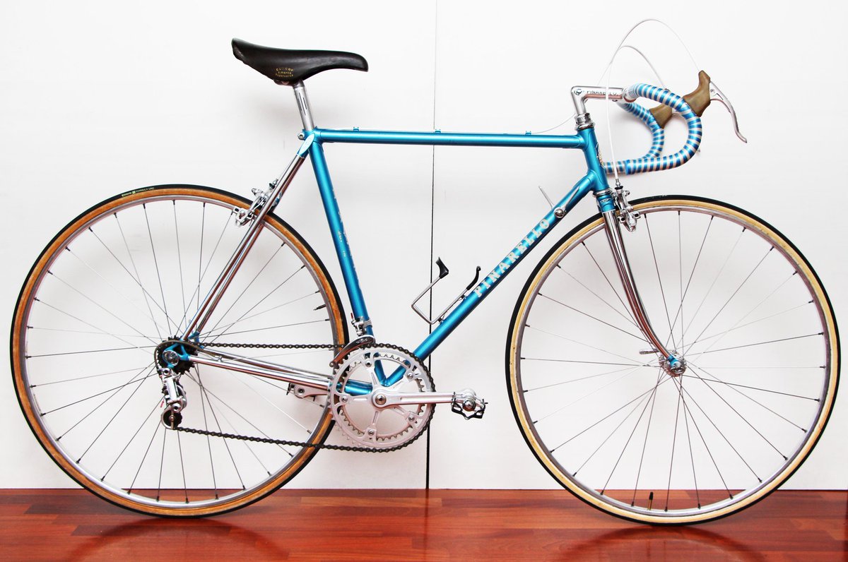 chiassa68's tweet photo. Classic #pinarello  since late 70's with Campagnolo Nuovo Record. Engraved details. #vintagesteel #vintagebikes https://t.co/q82US37X4j