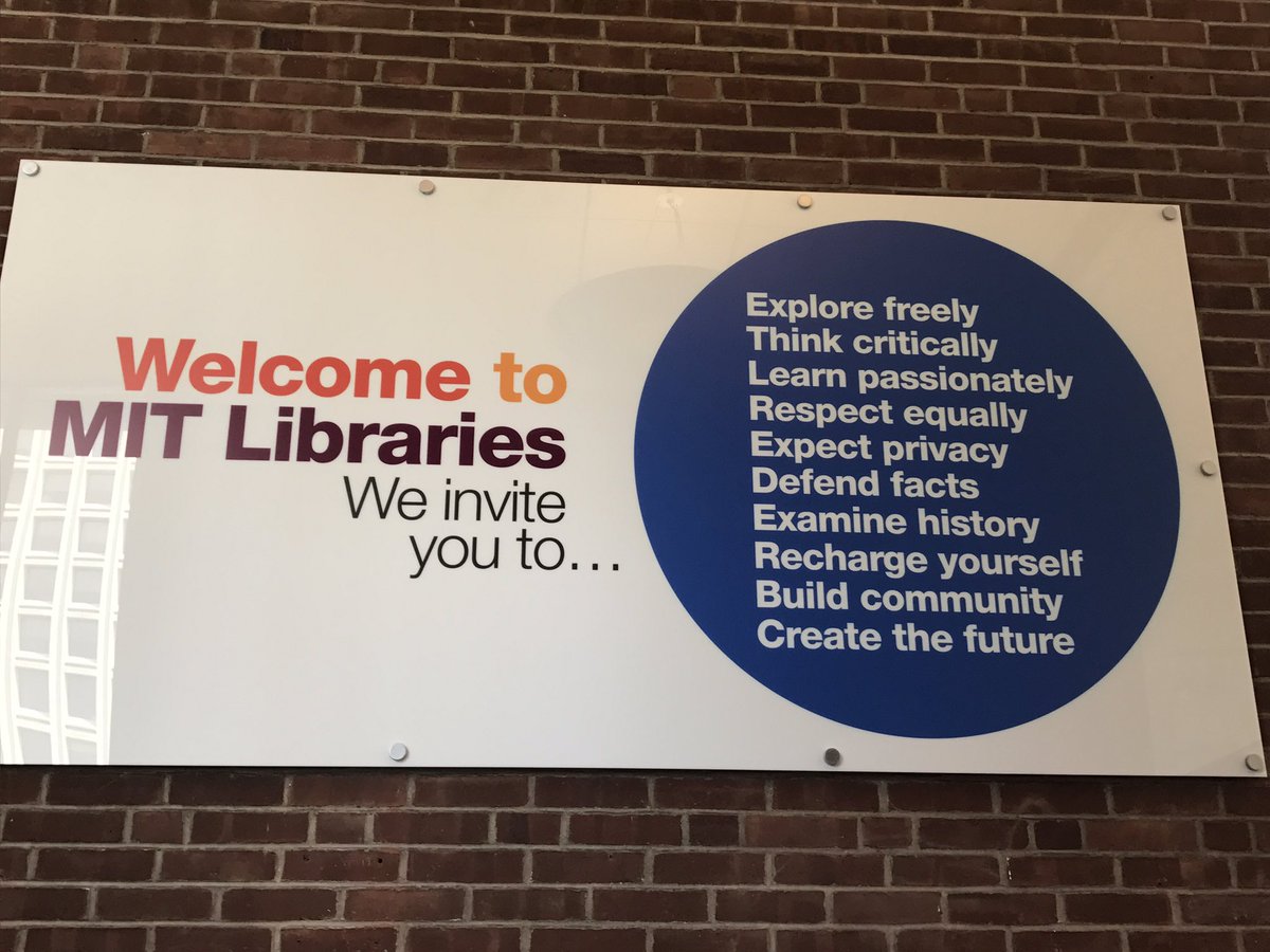 mitlibraries's tweet image. Think critically. Respect equally. Build community. Create the future with MIT Libraries. #futureoflibraries #mit #aroundmit @mchris4duke