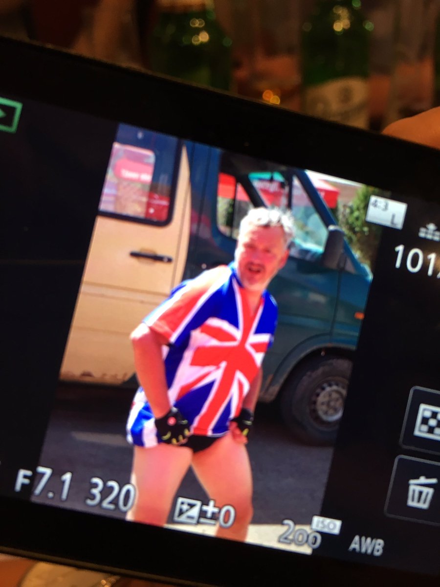 BethDaisy's tweet photo. @GeriHalliwell my boss was busy doing an impression of you whilst on a charity ride in Romania today! #cryinthedark #spiceupyourlife https://t.co/SReOSs53yC