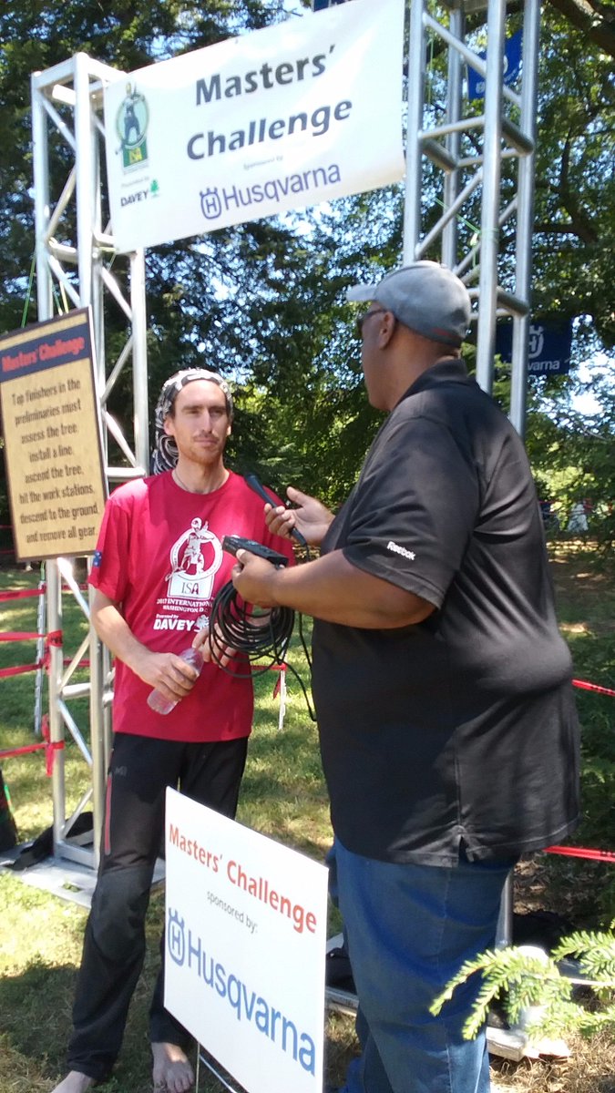 JulieGaier's tweet photo. @RFoxWTOP catches up with 2016 Men's tree climbing champ James Kilpatrick at #ITCCdc https://t.co/lZCmMS4vWD
