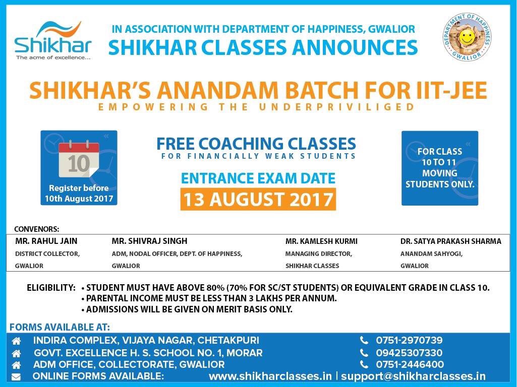 Shikhar_Classes's tweet photo. Launching FREE IIT- JEE coaching batch for financially weak students! Forms will be out soon, Details: https://t.co/fh8sRh87cg
#IITJEE https://t.co/XS0yAqaeSy