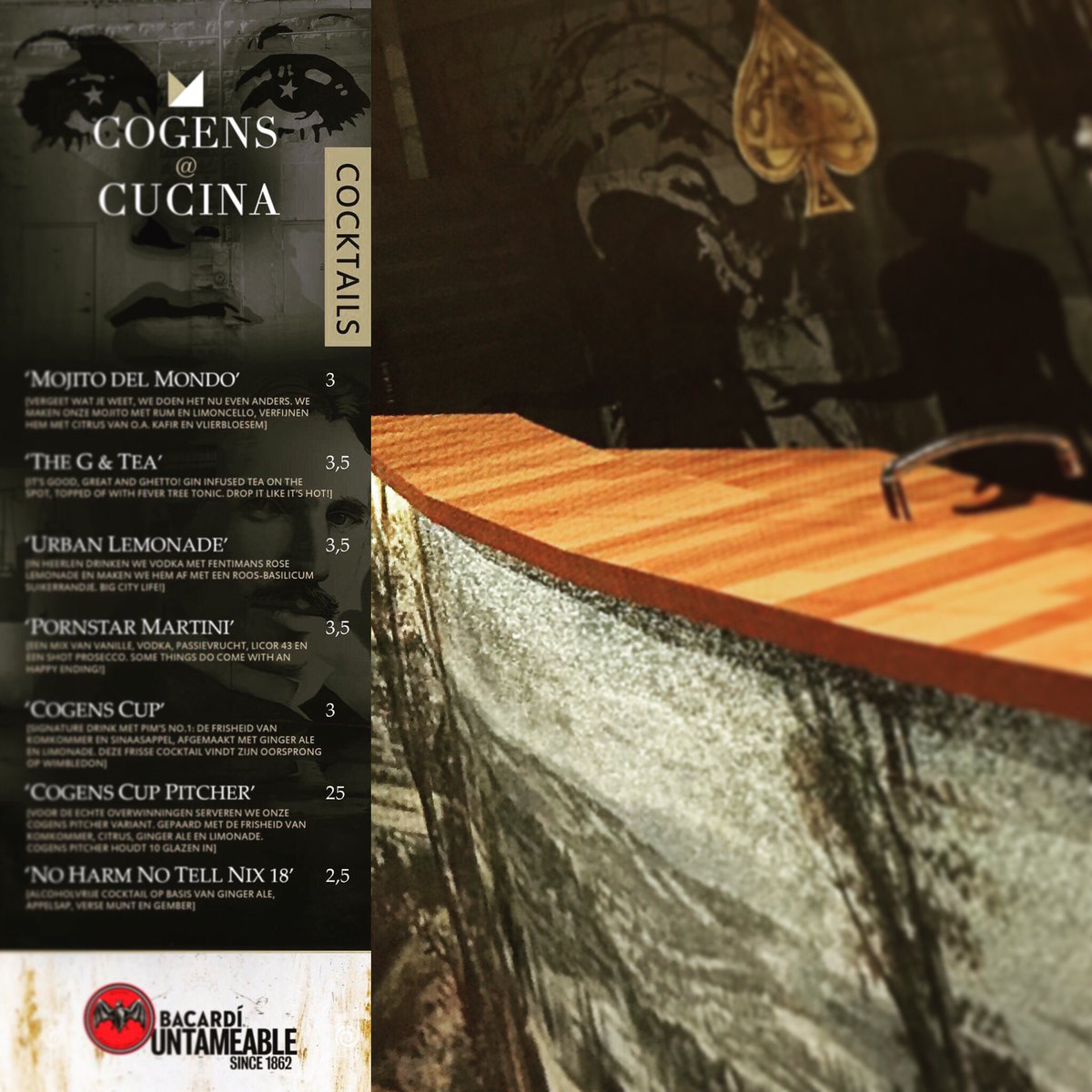 CP_4_Heerlen's tweet photo. #Cogens@Cucina cocktailkaart klaar. Morgen start Mural metamorfose #CucinaDelMondo #Heerlen #HeerlenMijnStad #ParkstadCulinair #110street https://t.co/YQScdg2tXt