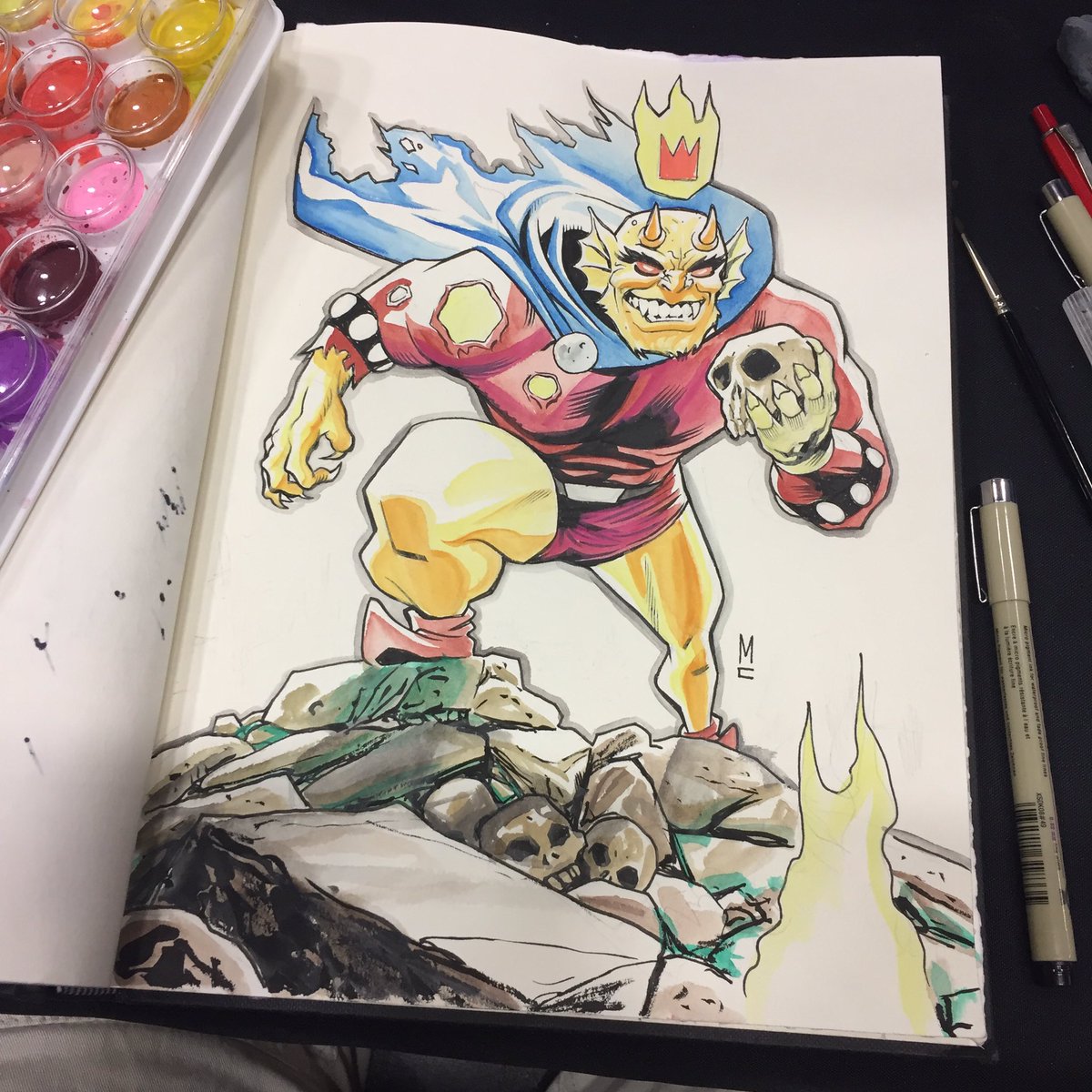 mattcdrawsalot's tweet photo. If I could draw one book for #dccomics it would be a toss up between #firestorm and this guy #etrigan #etriganthedemon #robcon2017 https://t.co/9aA1vL6lXr
