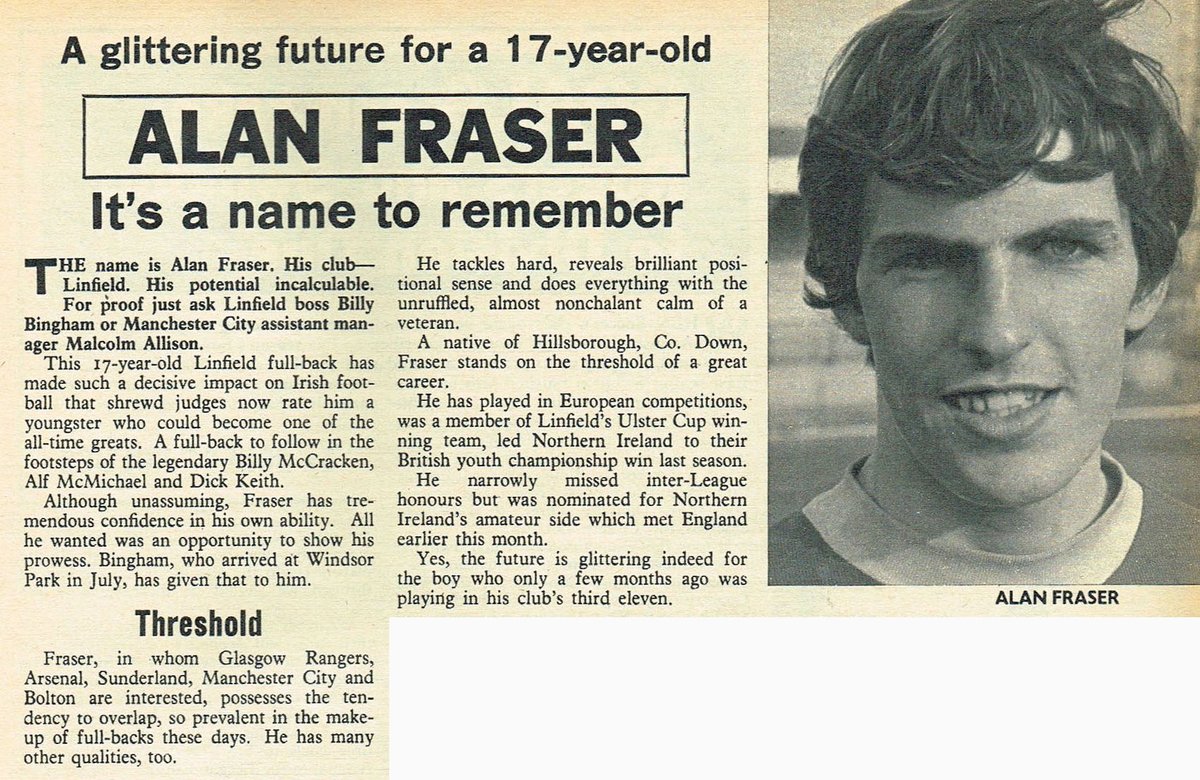 ScotsFootyCards's tweet photo. A glittering future for a 17-year-old #AlanFraser - It's a name to remember #Linfield #Goal 1970-10-31 https://t.co/qsMFWeL5Fq