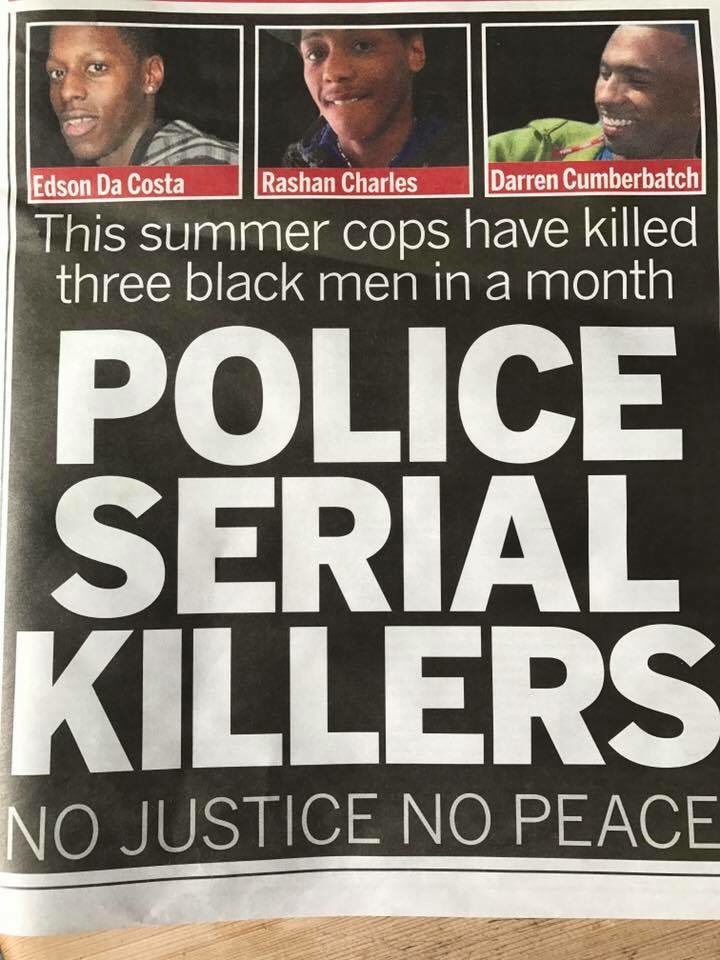 ShareefaEnergy's tweet photo. Yes in England, the lives of 3 young Men of African heritage were taken by British police #RashanCharles #Cumberbatch #edsondacosta https://t.co/JbZYvk9XFF